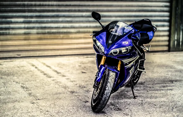 Picture blue, motorcycle, yamaha, bike, blue, Yamaha, blinds, supersport, yzf-r1