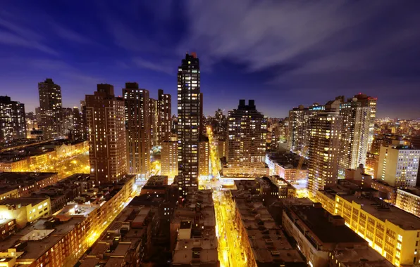 Picture light, night, the city, New York, street, new york