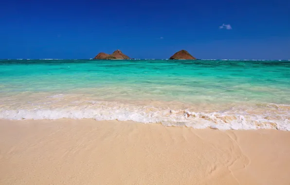 Picture winter, sea, beach, the sky, the ocean, Hawaii, USA, The Pacific ocean, Lanikai Beach, February, …