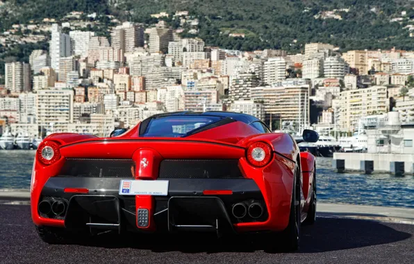 Picture red, shadow, red, ferrari, Ferrari, back, the laferrari, laferrari
