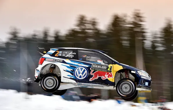 Picture Volkswagen, Jump, Profile, Sweden, WRC, Rally, Polo, Latvala, 2015