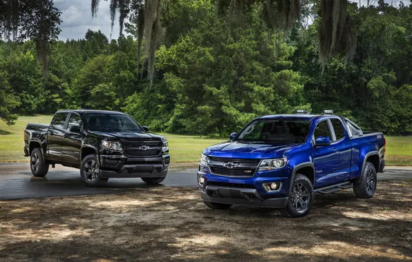 Picture blue, Chevrolet, jeep, Chevrolet, Colorado, pickup, Colorado, Z71, Extended Cab, 2015, Trail Boss
