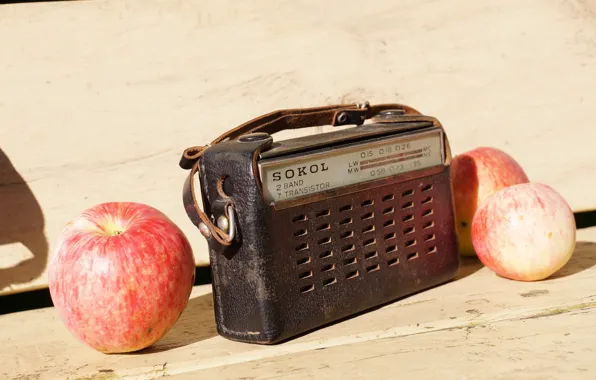Picture background, apples, radio