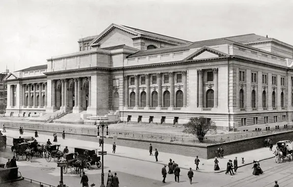 Picture retro, New York, USA, 1908-the year, Placed The Public Library