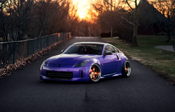 Picture car, purple, tuning, stance, nissan 350z