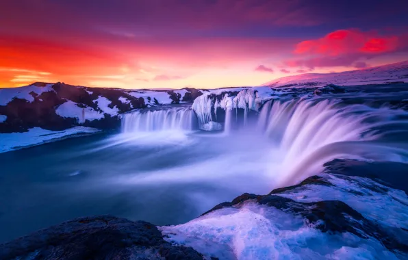 Picture Sky, Amazing, Landscape, Sunset, Sunrise, Colors, Iceland, Rocks, Long, Great, Exposure, Islandia