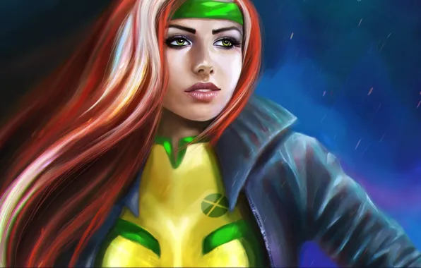 Picture girl, face, hair, art, Marvel, Rogue, Diva