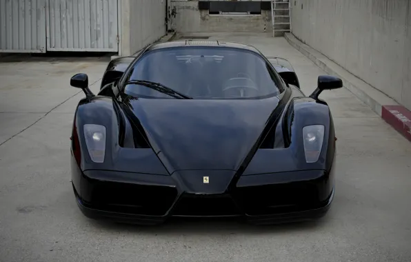 Picture wall, black, ferrari, Ferrari, black, enzo, the front, the curb, Enzo