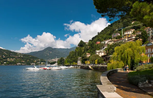 Picture Marina, Italy, boats, promenade, Italy, lake Como, Lombardy, Como, Como, Lombardy, Lake Como