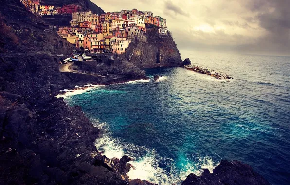 Picture sea, landscape, rocks, coast, home, Italy, Italy, Manarola