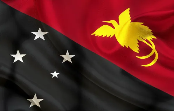 Picture Red, White, Flag, Black, Texture, Yellow, Stars, Flag, Papua New Guinea, Papua New Guinea