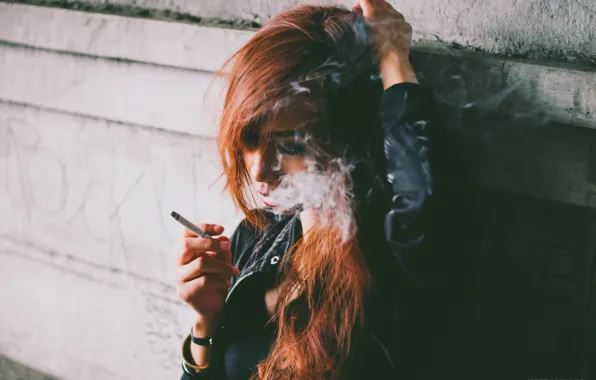 Picture girl, smoke, cigarette