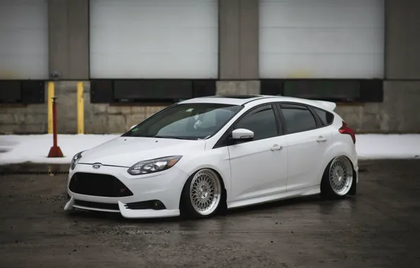 Picture focus, white, wheels, ford, Ford, tuning, front, focus, face, low, stance