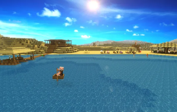Picture The sun, Sea, Desert, Beautiful, sea, sun, Minecraft, minecraft, Notch, Notch