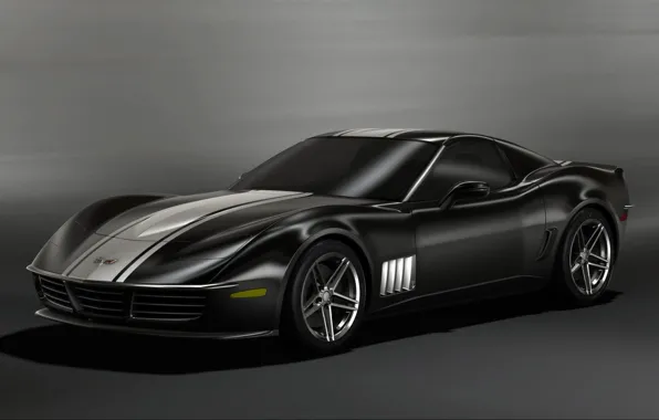 Picture black, Chevrolet, the concept, corvette 3R