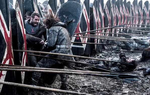 Picture Game of Thrones, shield, warrior, spear, HBO, 6 season, skinned people, House Bolton, Our Blades …