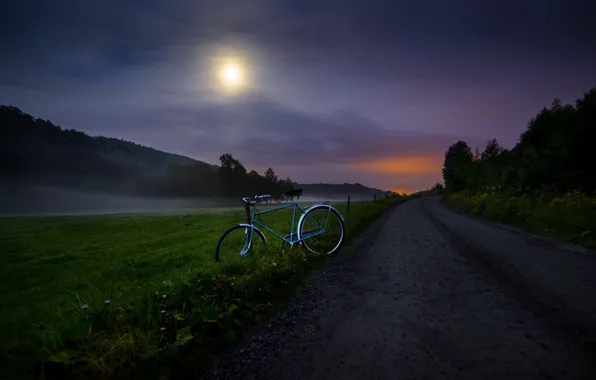 Picture road, night, bike