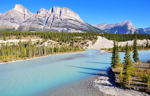 Picture landscape, mountains, nature, Park, river, photo, Canada, Banff, Bow River