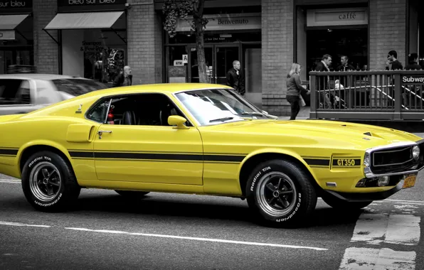 Picture yellow, Mustang, Ford, Ford, Mustang, classic, Muscle car, Muscle car