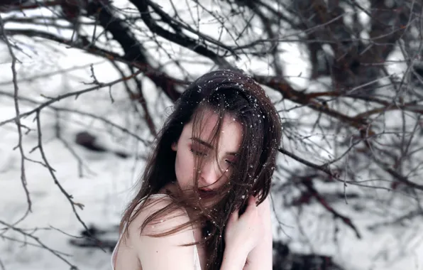 Picture cold, winter, girl, snow