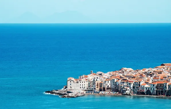 Picture sea, the sky, home, Italy, Cape, Sicily, Cefalu