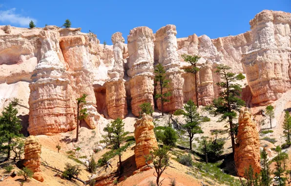 Picture the sky, the sun, rocks, blue, canyon, USA, Utah, Bryce Canyon