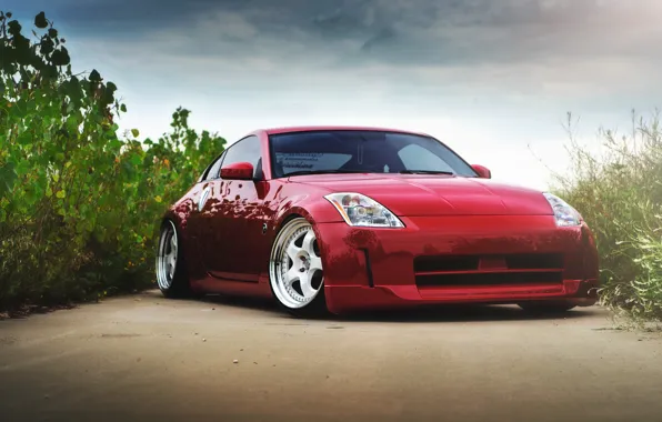 Picture red, before, red, Nissan, Nissan, 350Z, stance