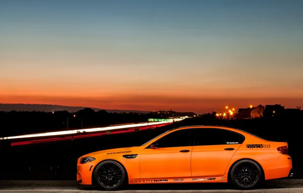 Picture black, bmw, BMW, profile, drives, f10, Mat orange, matte orange