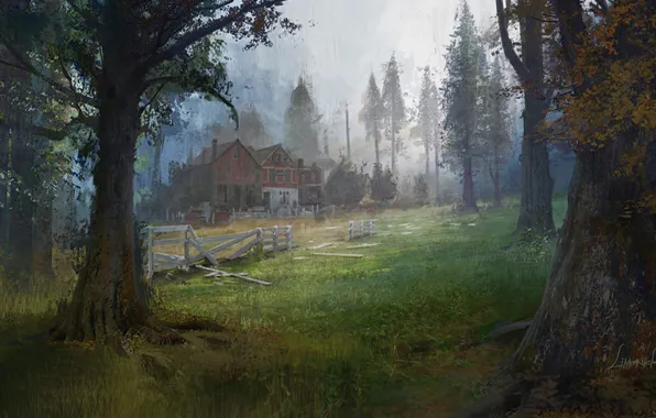 Picture forest, trees, house, art, The Last of Us