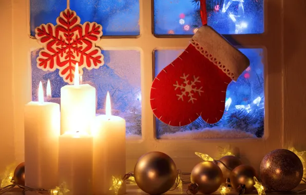 Picture winter, snow, New Year, Christmas, light, Christmas, window, Xmas, decoration, candle, lantern, Merry
