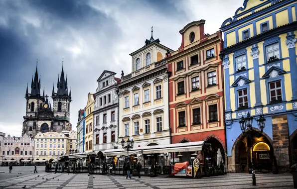 Picture the city, people, building, Prague, Czech Republic, area, tower, architecture, Prague, The Czech Republic, Praha, …