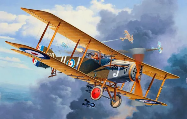 Picture art, airplane, painting, aviation, Bristol F.2 Fighter