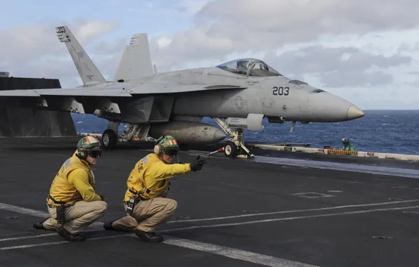 Picture fighter, deck, attack, the rise, Super Hornet, F-18, deck, McDonnell Douglas, regulators