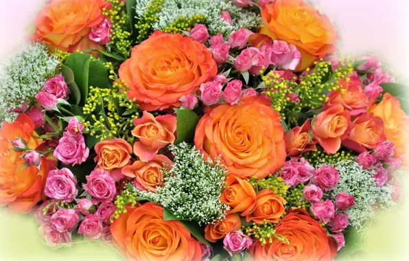 Picture beauty, bouquet, orange roses