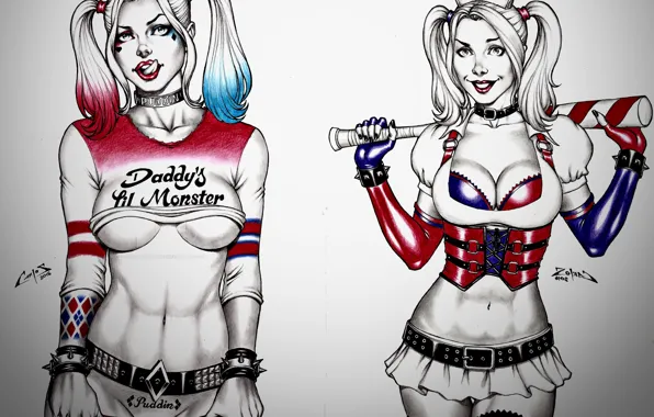 Picture erotic, chest, girl, smile, girls, skirt, Mike, Tits, art, art, squad, suicide, bit, harley quinn, …
