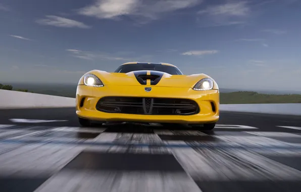 Picture Yellow, Dodge, Dodge, Lights, Viper, Supercar, SRT, The front