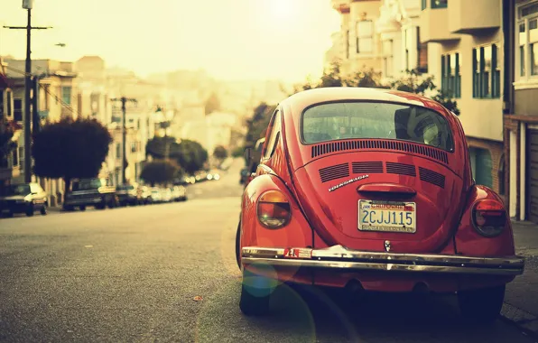 Picture auto, the city, transport, street, volkswagen, vintage, rarity, beetle