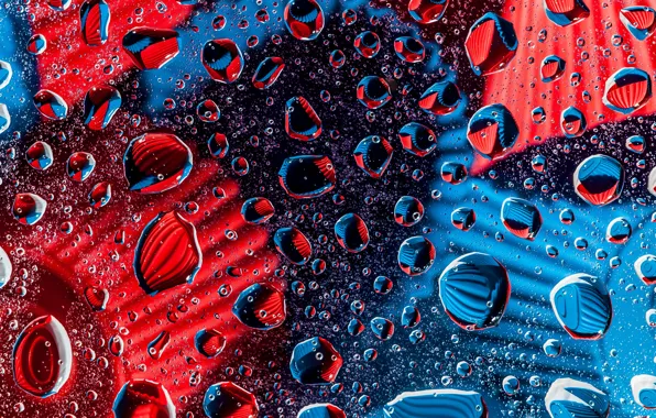 Picture glass, drops, blue, red