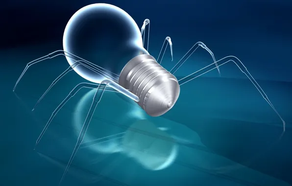 Picture light bulb, reflection, rendering, spider