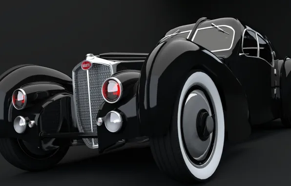 Picture machine, Shine, art, black, Bugatti 57SC Athletic
