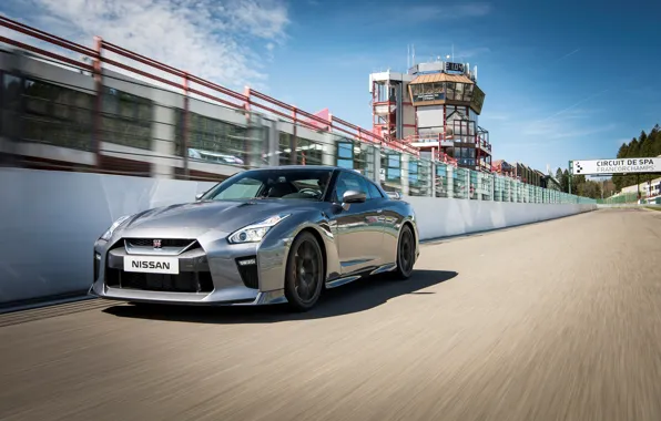 Picture auto, speed, track, Nissan, GT-R, the front