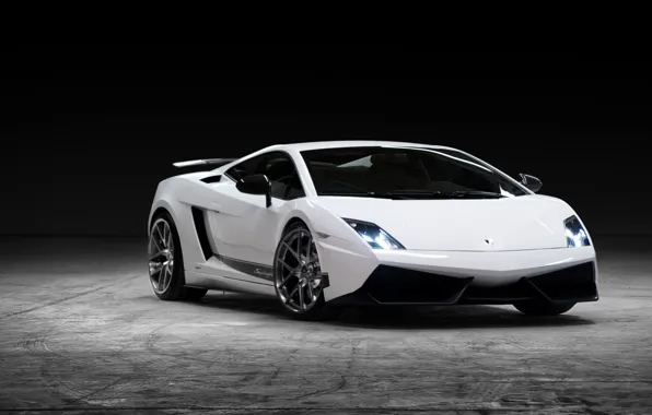 Picture white, background, tuning, Lamborghini, supercar, Gallardo, twilight, Vorsteiner, tuning, the front, Lamborghini, Gallardo