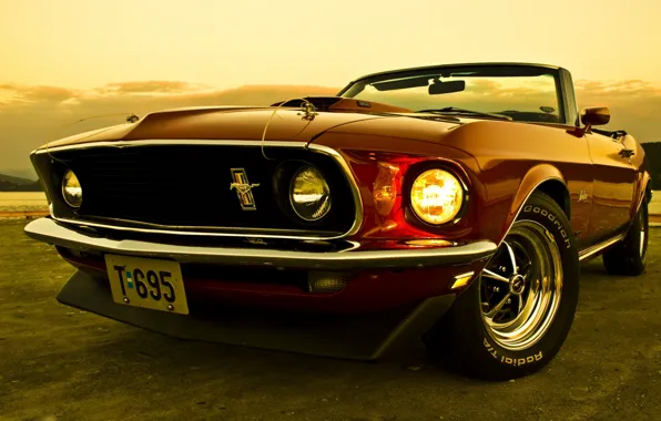 Picture the sky, Mustang, Ford, Ford, 1969, Mustang, convertible, the front, Muscle car, Convertible, Muscle car