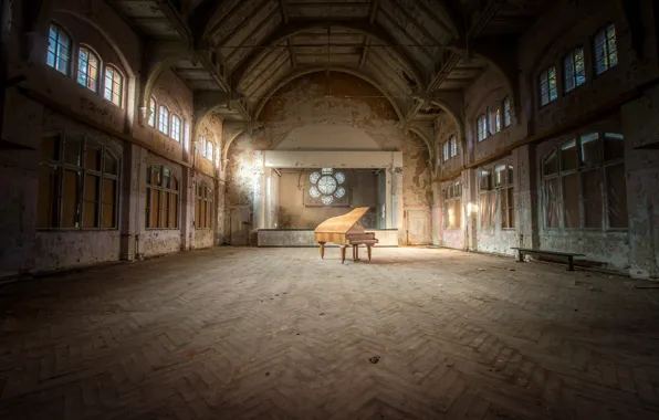 Picture music, hall, piano