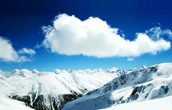 Picture snow, mountains, tops, cloud