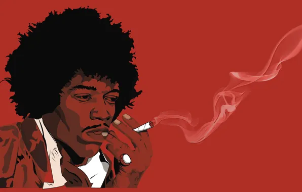 Picture Guitarist, Jimi Hendrix, Black And Red