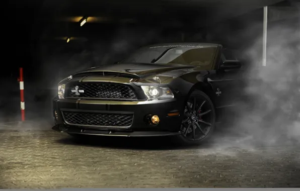 Picture car, auto, strip, black, smoke, Ford, mustang, Mustang, Cobra, sports car, sportcar, shelby, Shelby, gt500