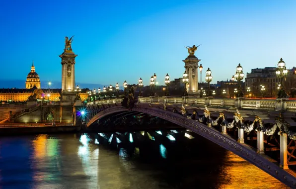 Picture light, bridge, the city, river, France, Paris, the evening, lighting, lights, Hay, Paris, architecture, France, …