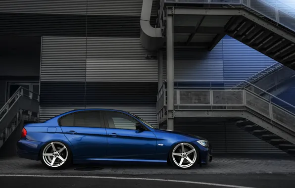 Picture BMW, Tuning, Blue, BMW, Drives, E90, Deep Concave, Rollers