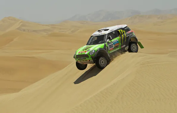 Picture green, Sport, Desert, Mini Cooper, Rally, Dakar, Dakar, Rally, MINI, Mini Cooper, Dune, X-raid